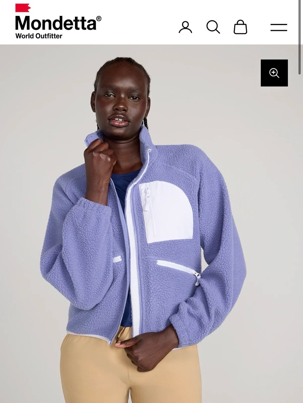Mondetta Lavender Sherpa Jacket with White Pocket Accents